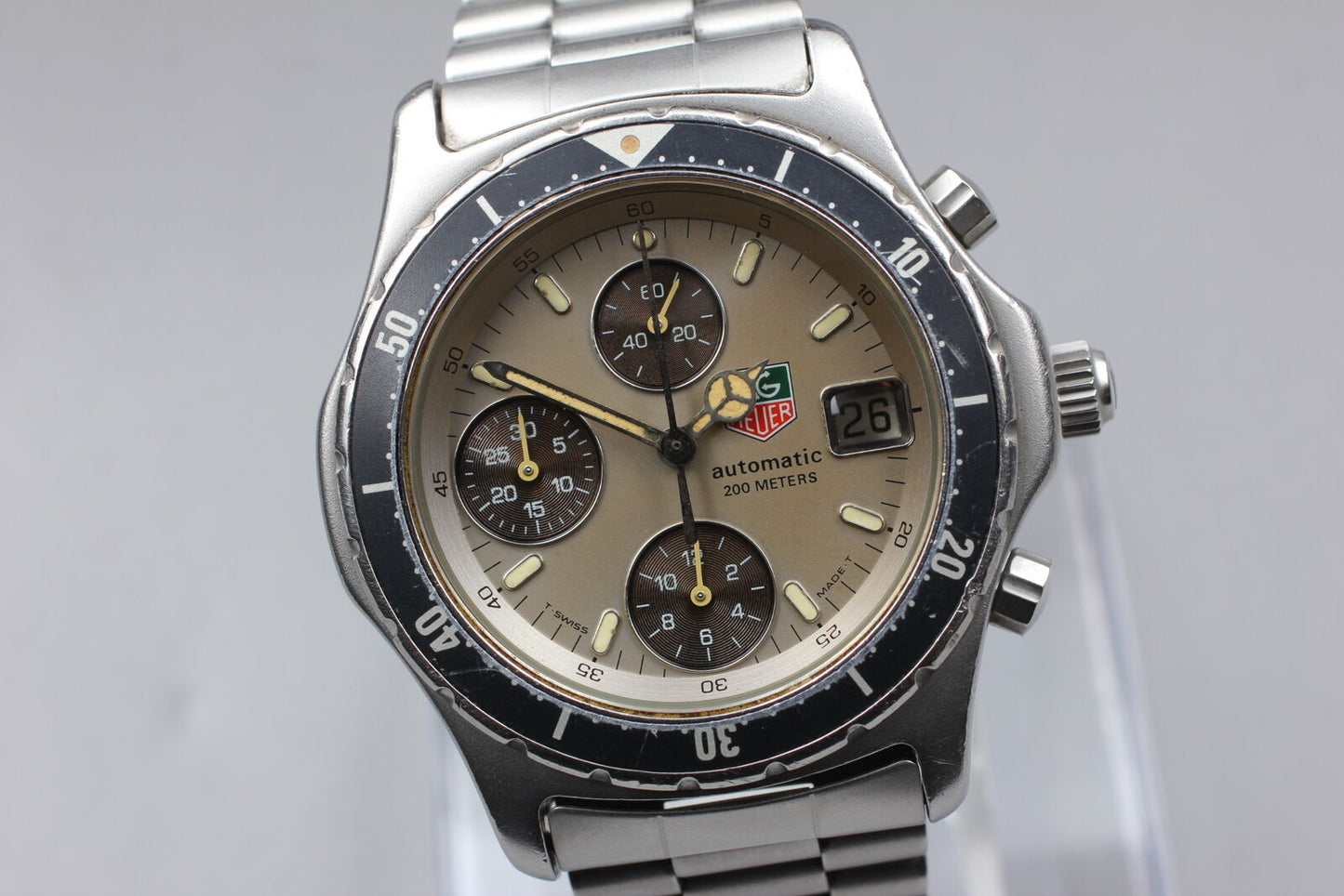 Read [Excellent] TAG HEUER Pro 2000 870.206 Mens AT Chronograph Watch Date JAPAN