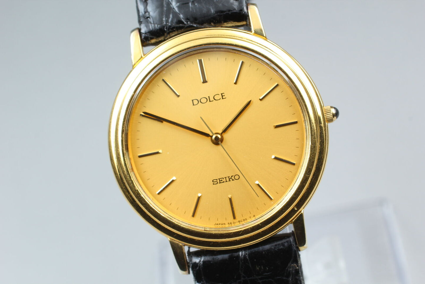 [Near MINT] SEIKO Dolce 5E31-6C20 Gold Dial Quartz Men's Watch From JAPAN