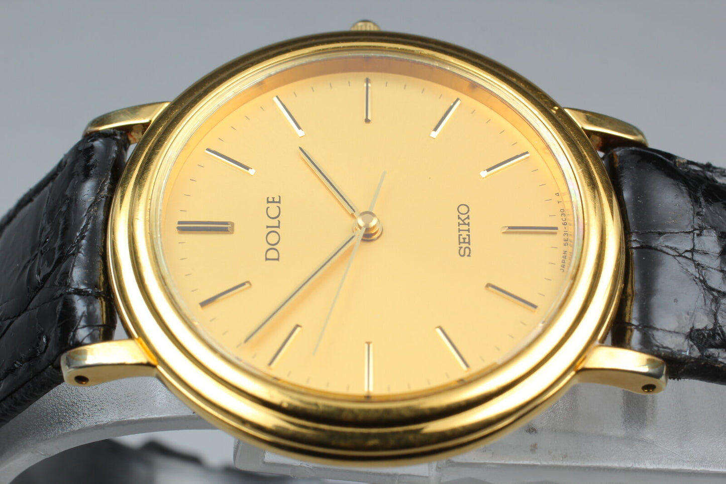 [Near MINT] SEIKO Dolce 5E31-6C20 Gold Dial Quartz Men's Watch From JAPAN