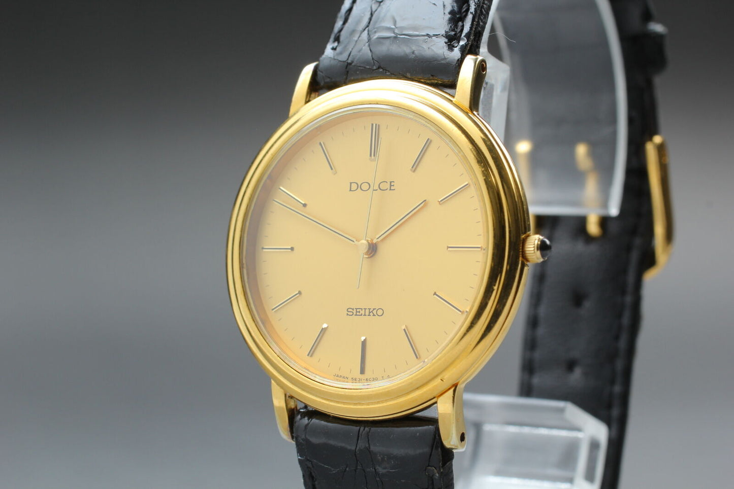 [Near MINT] SEIKO Dolce 5E31-6C20 Gold Dial Quartz Men's Watch From JAPAN