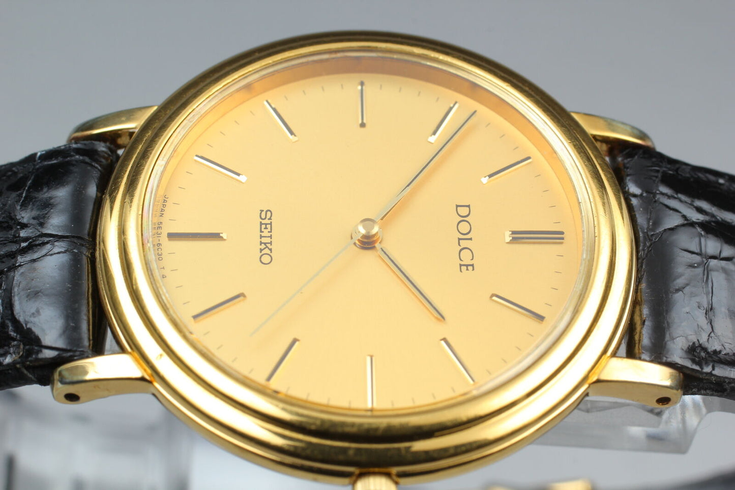 [Near MINT] SEIKO Dolce 5E31-6C20 Gold Dial Quartz Men's Watch From JAPAN