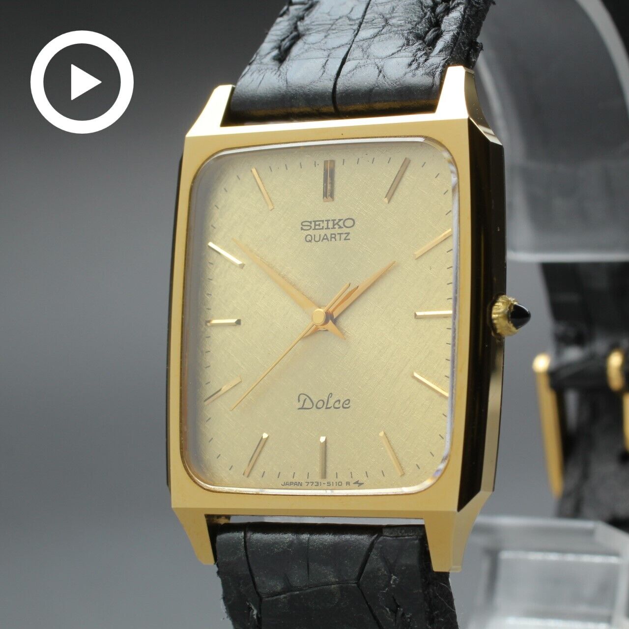 Vintage [Near MINT] Seiko Dolce 7731-5110 Gold Square Men's Quartz Watch JAPAN