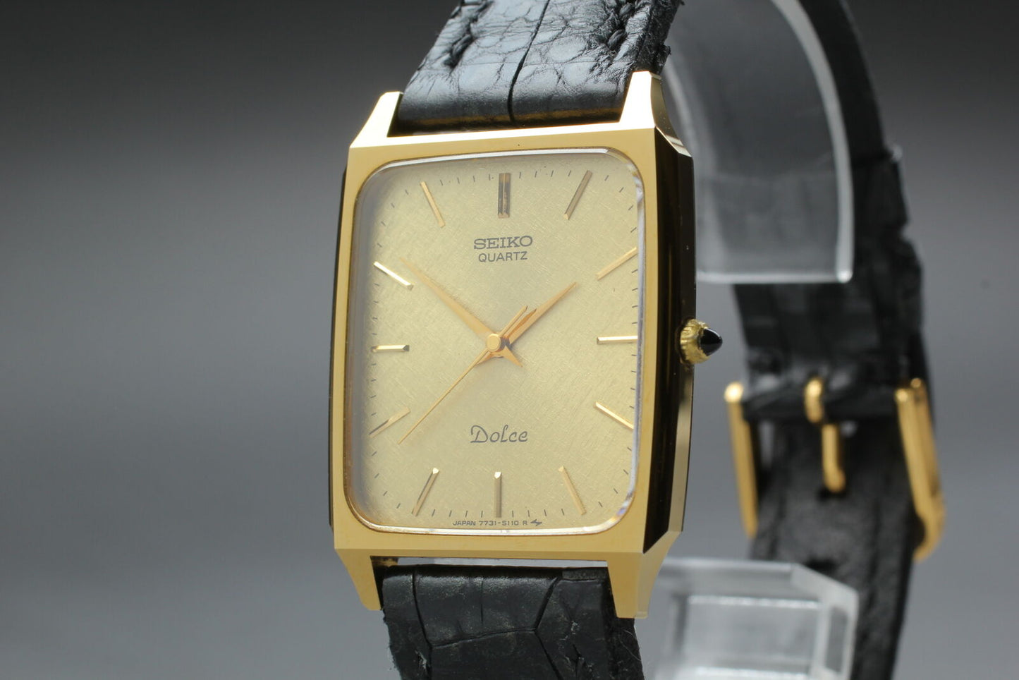 Vintage [Near MINT] Seiko Dolce 7731-5110 Gold Square Men's Quartz Watch JAPAN