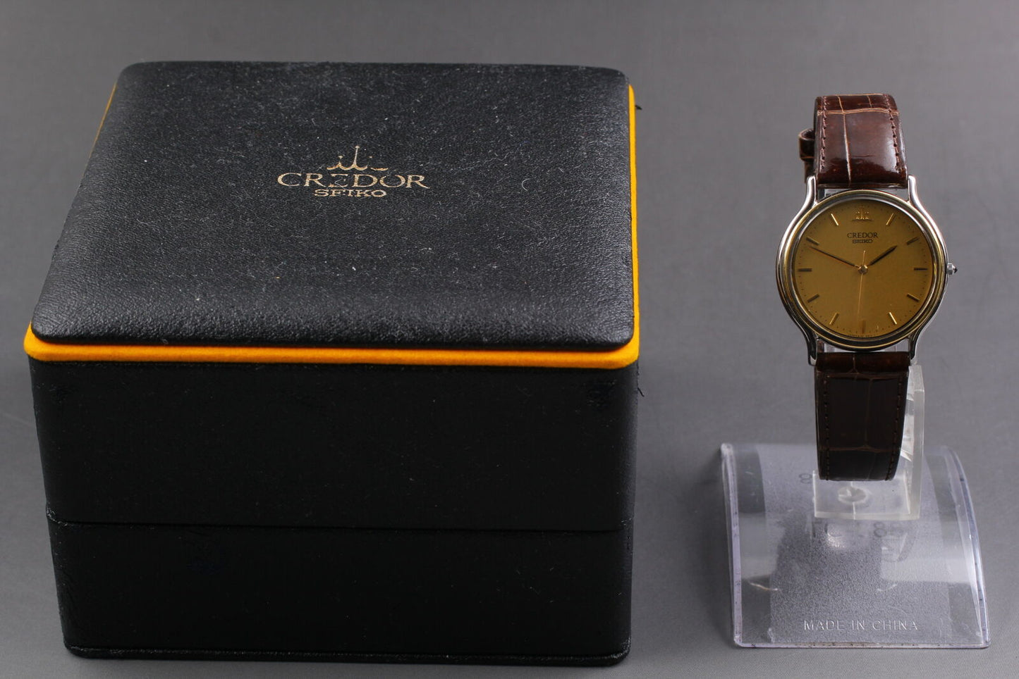 [Near MINT Boxed] SEIKO CREDOR 8J81-6B00 18KT Gold Quartz Men's Watch From JAPAN