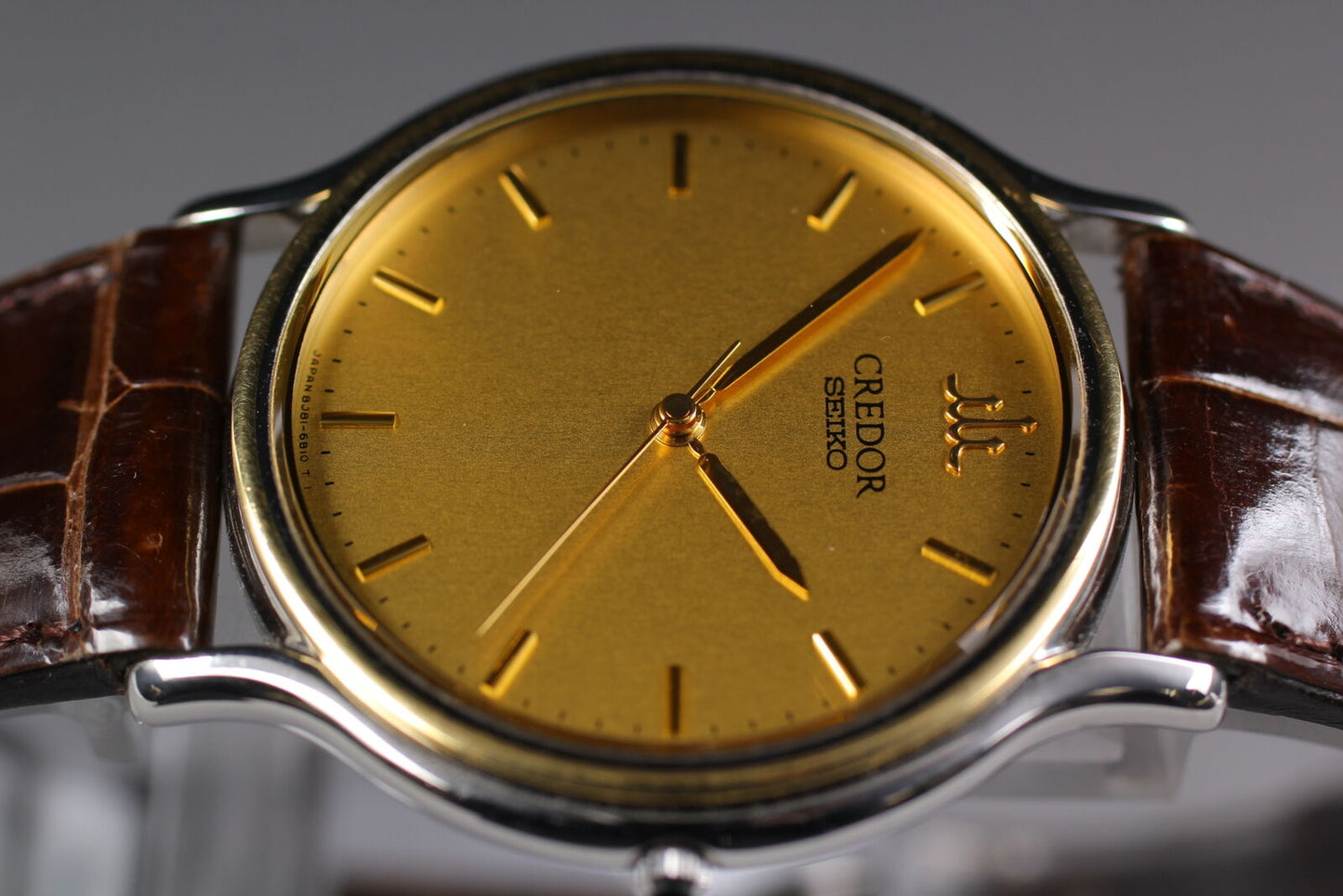 [Near MINT Boxed] SEIKO CREDOR 8J81-6B00 18KT Gold Quartz Men's Watch From JAPAN