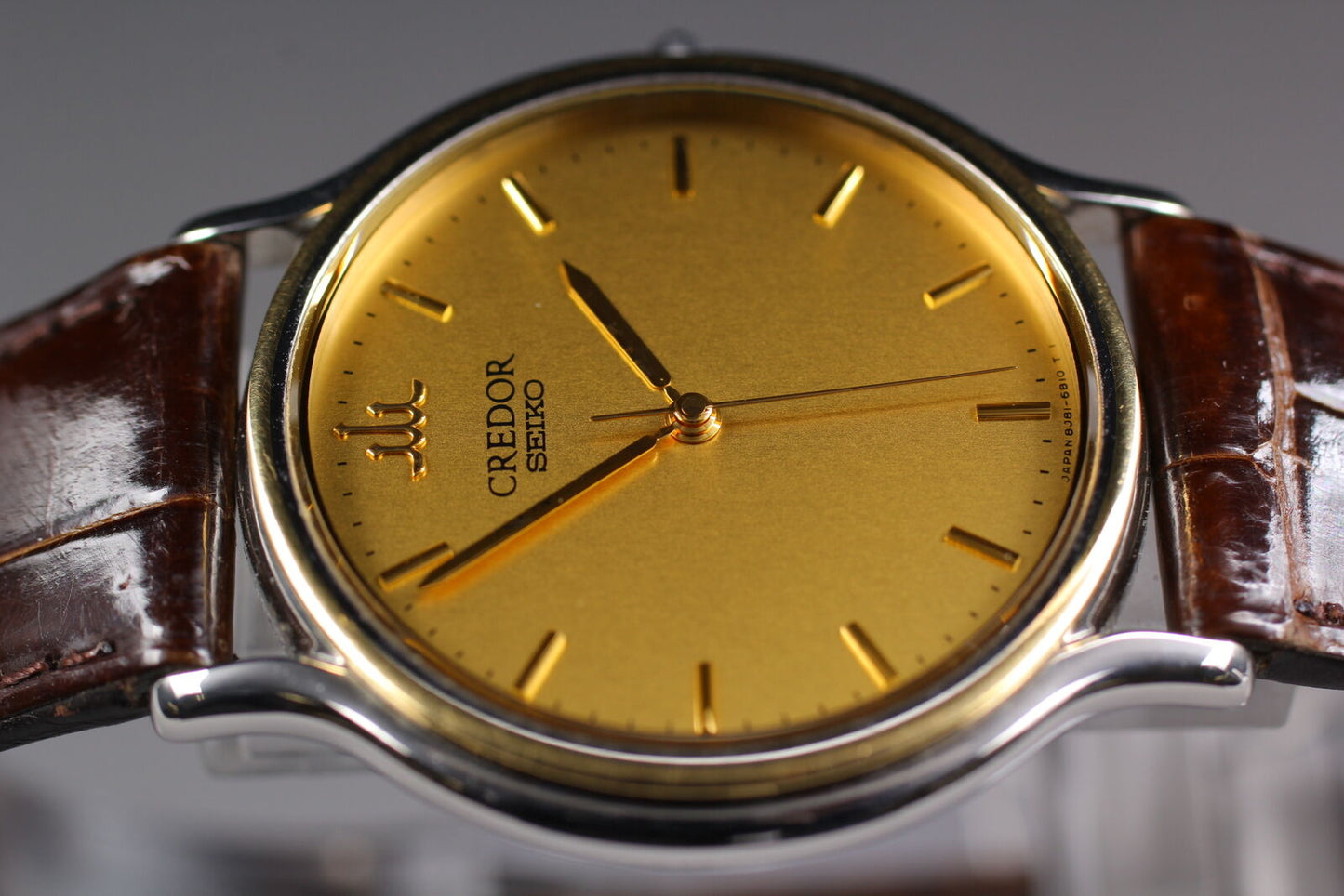 [Near MINT Boxed] SEIKO CREDOR 8J81-6B00 18KT Gold Quartz Men's Watch From JAPAN