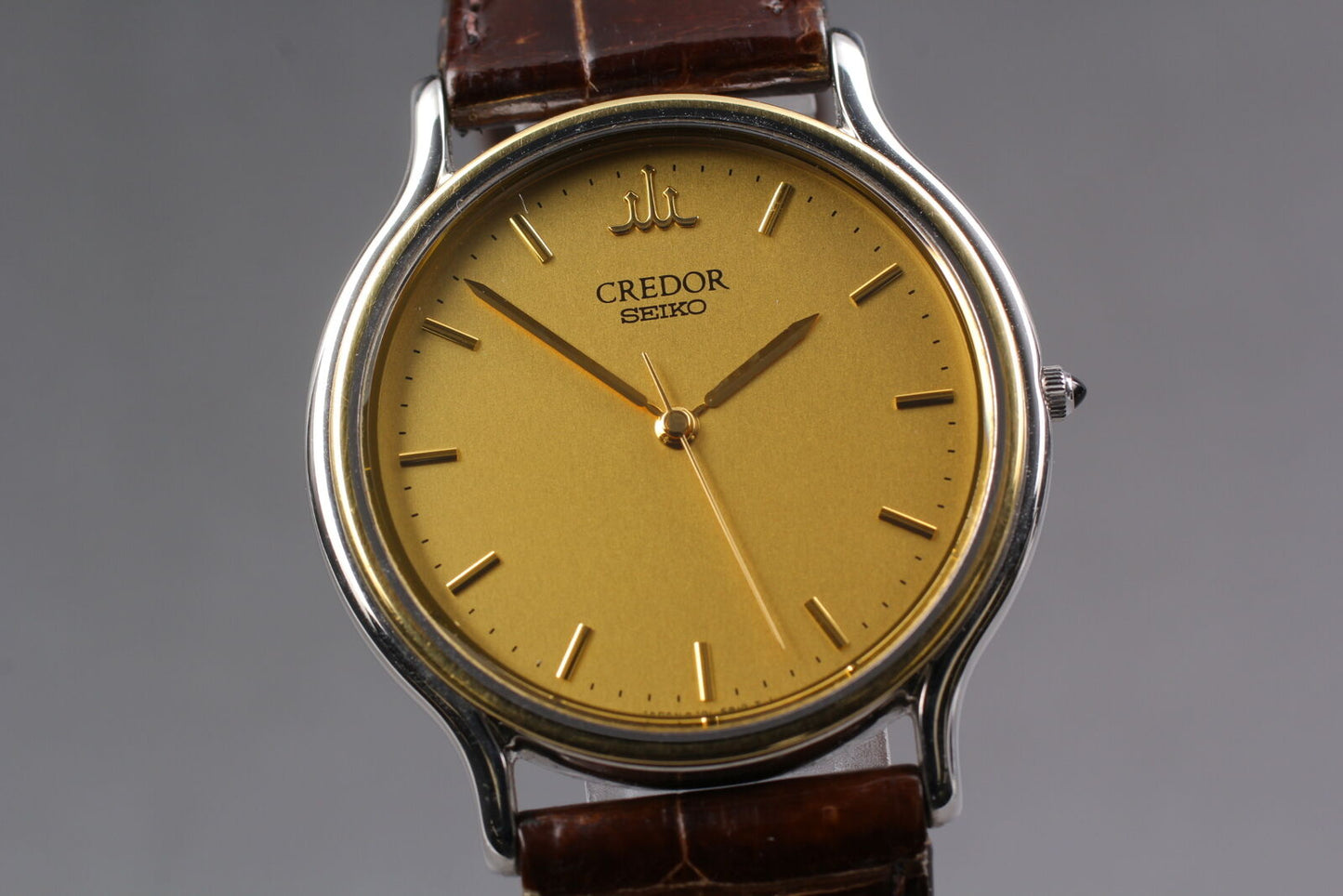 [Near MINT Boxed] SEIKO CREDOR 8J81-6B00 18KT Gold Quartz Men's Watch From JAPAN