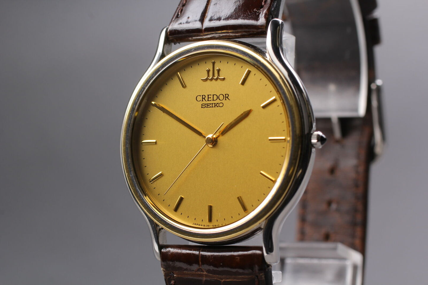 [Near MINT Boxed] SEIKO CREDOR 8J81-6B00 18KT Gold Quartz Men's Watch From JAPAN