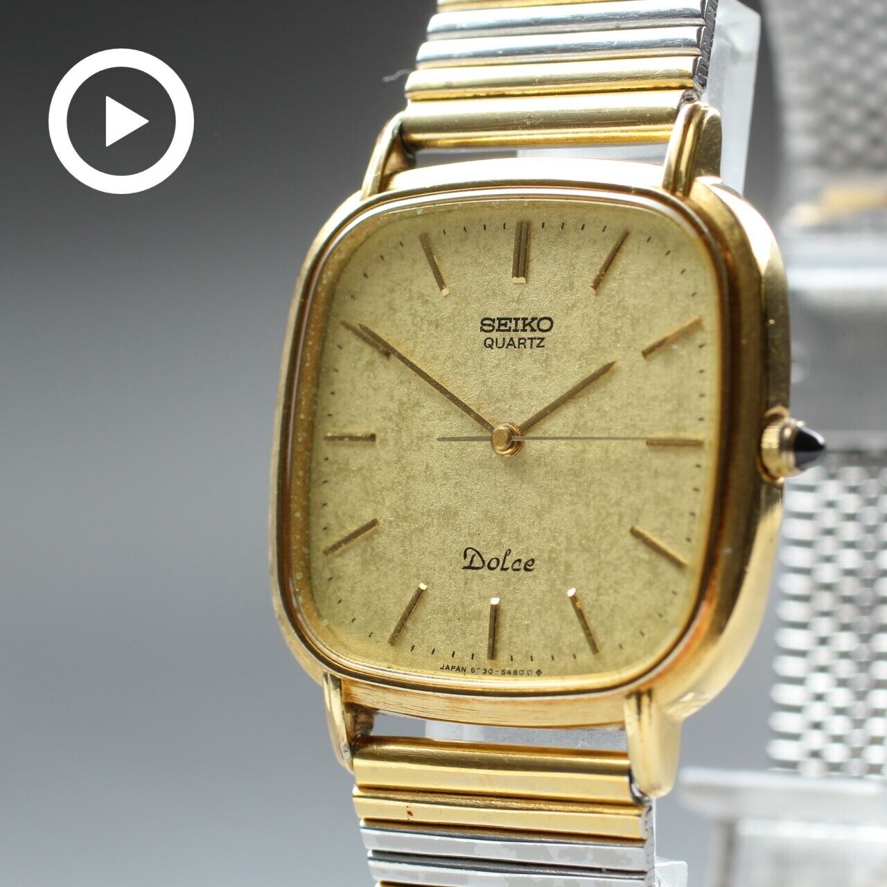 Vintage [Near MINT] SEIKO Dolce 6030-5420 Quartz Gold Dial Mens Watch From JAPAN