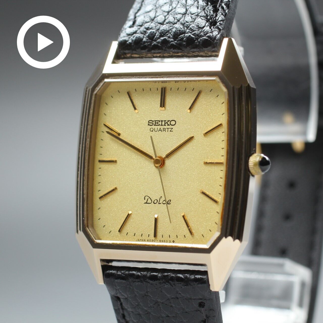 New Batt. [Near MINT] SEIKO Dolce 6030-5390 NSAG Gold Tank Mens Watch From JAPAN