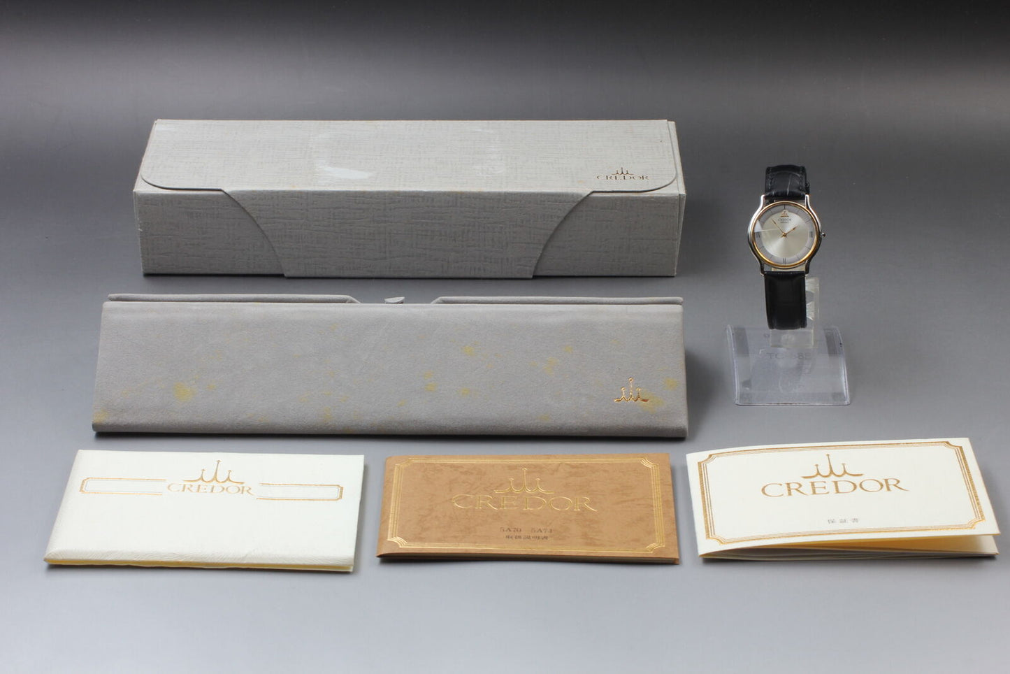 1988 [N MINT w/ Box] SEIKO CREDOR 18K BEZEL 5A74-0020 Quartz Men's Watch JAPAN