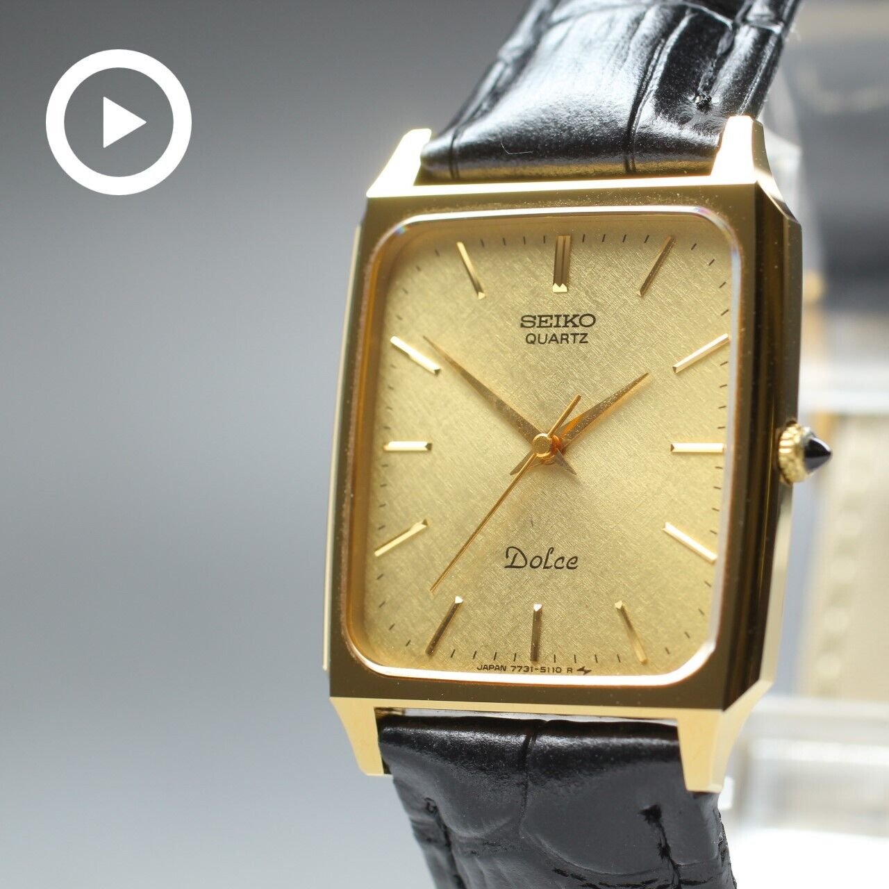 [Near MINT] Vintage Seiko Dolce 7731-5110 Gold Square Men's Quartz Watch JAPAN