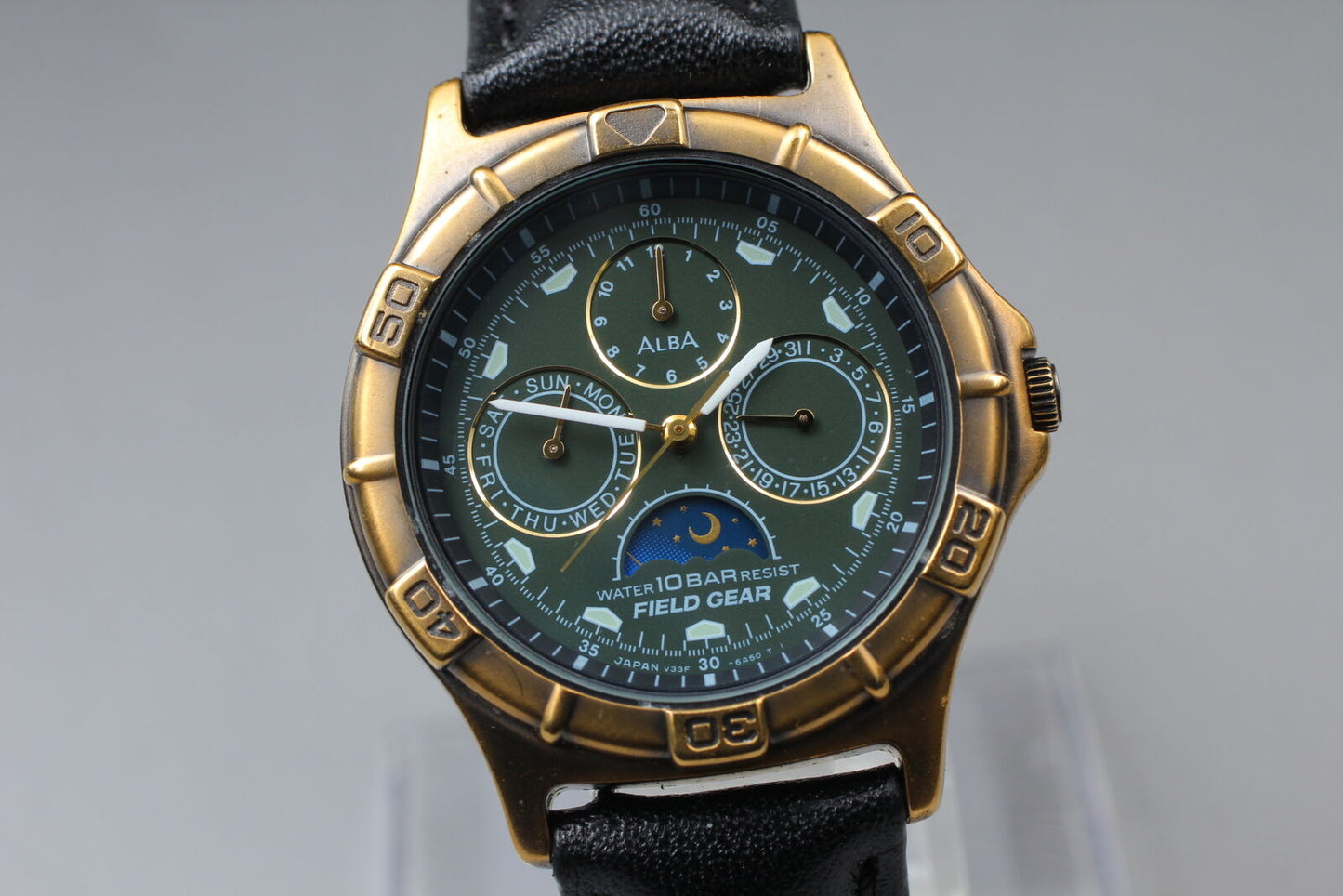 [Near MINT] Seiko ALBA V33F-6A80 Sun & Moon Quartz Men's Watch From JAPAN