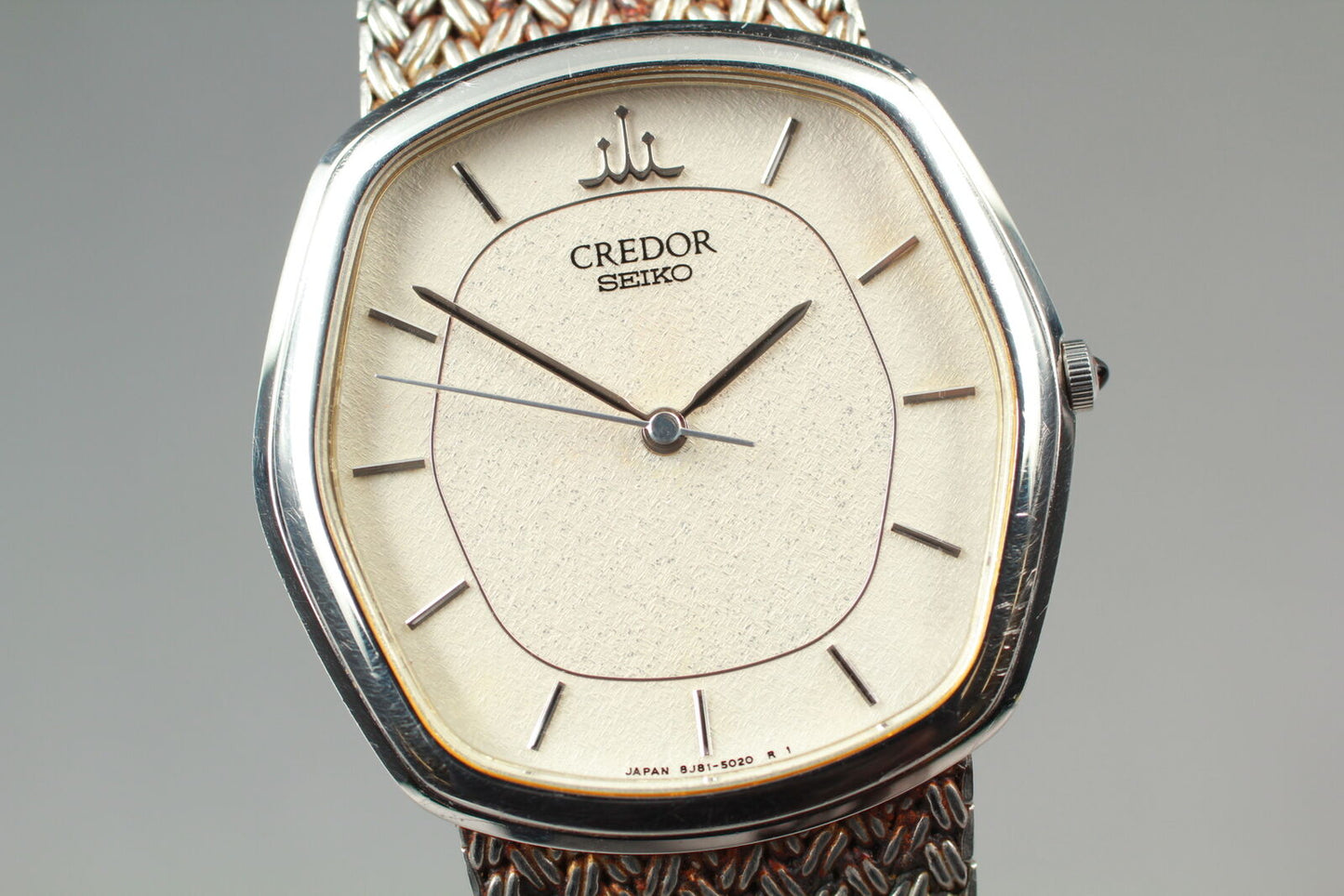 Vintage [Near MINT] SEIKO CREDOR 8J81-5030 Silver Quartz Men's Watch From JAPAN