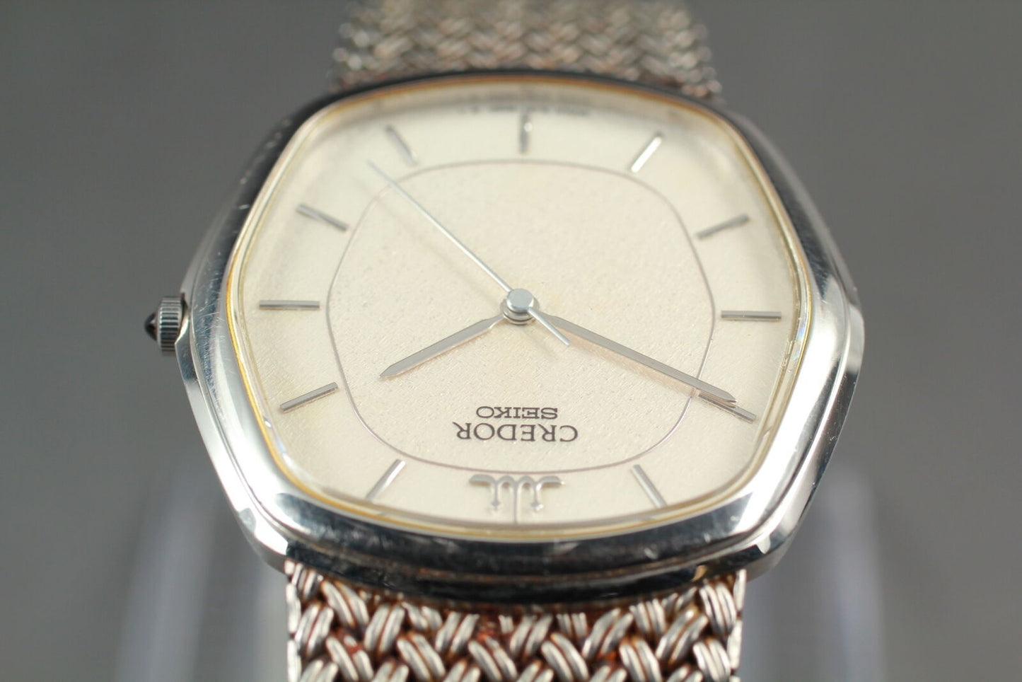 Vintage [Near MINT] SEIKO CREDOR 8J81-5030 Silver Quartz Men's Watch From JAPAN