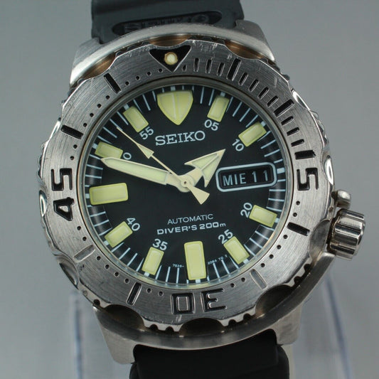 [Near MINT] SEIKO Black Monster SKX779 7S26-0350 Divers AT Watch From JAPAN