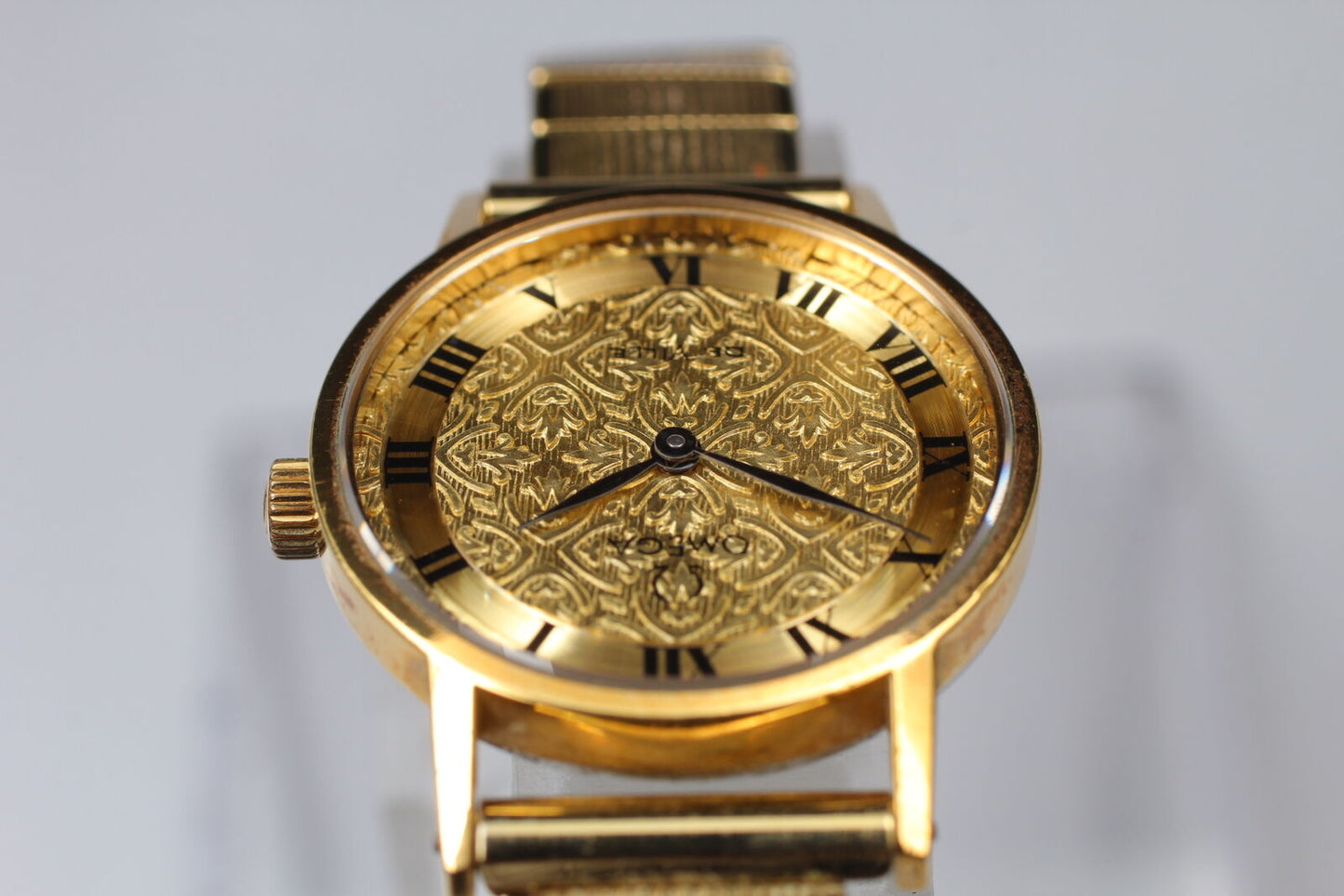 [N-MINT] OMEGA De Ville Cal.625 Manual Winding Watch Gold Floral Pattern JAPAN