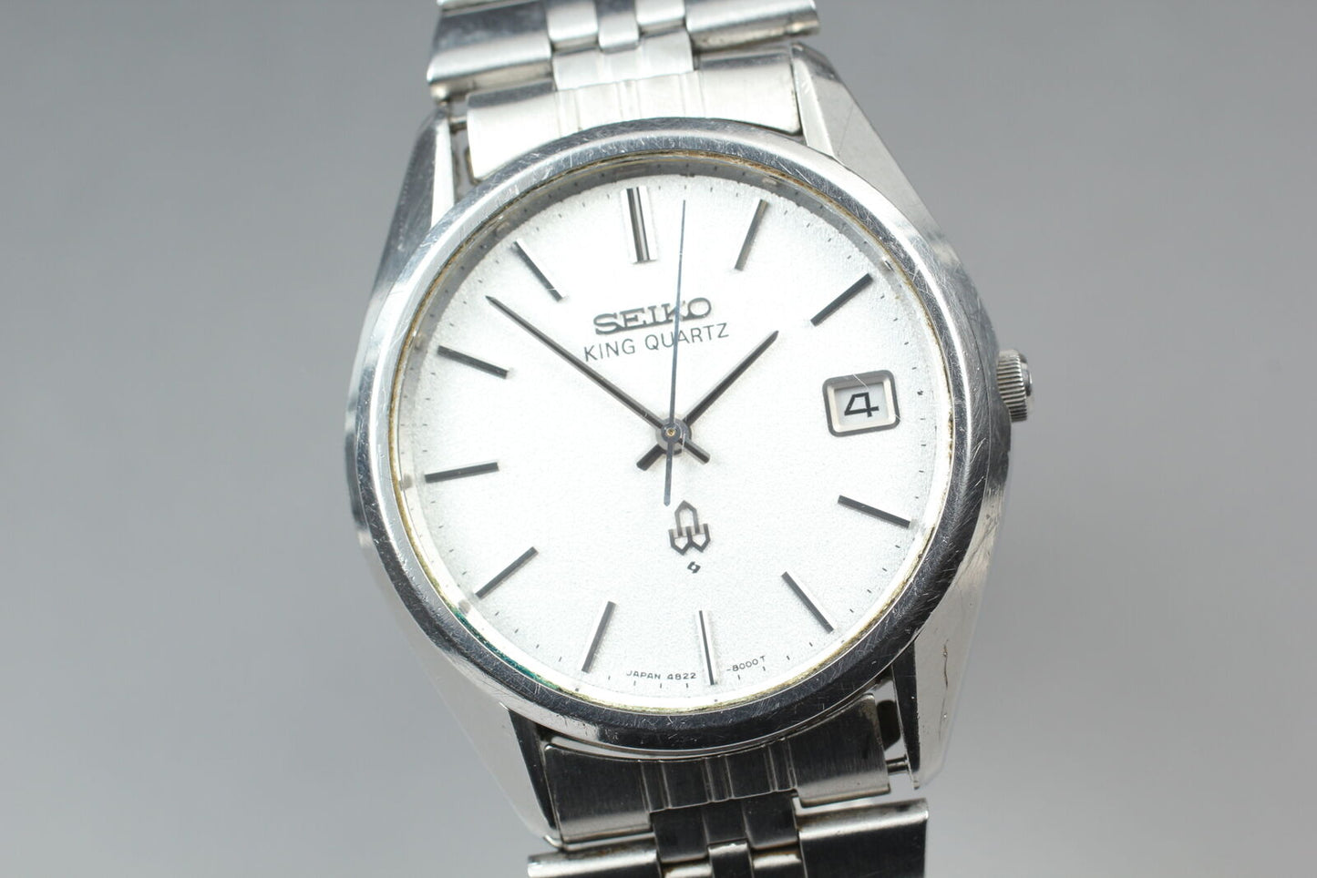 New Battery *Vintage* Seiko King Quartz 4822-8000 Silver Men's Qz Watch JAPAN