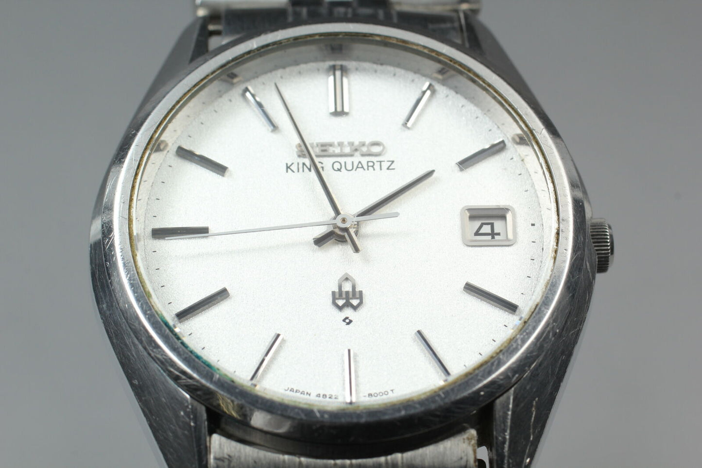 New Battery *Vintage* Seiko King Quartz 4822-8000 Silver Men's Qz Watch JAPAN