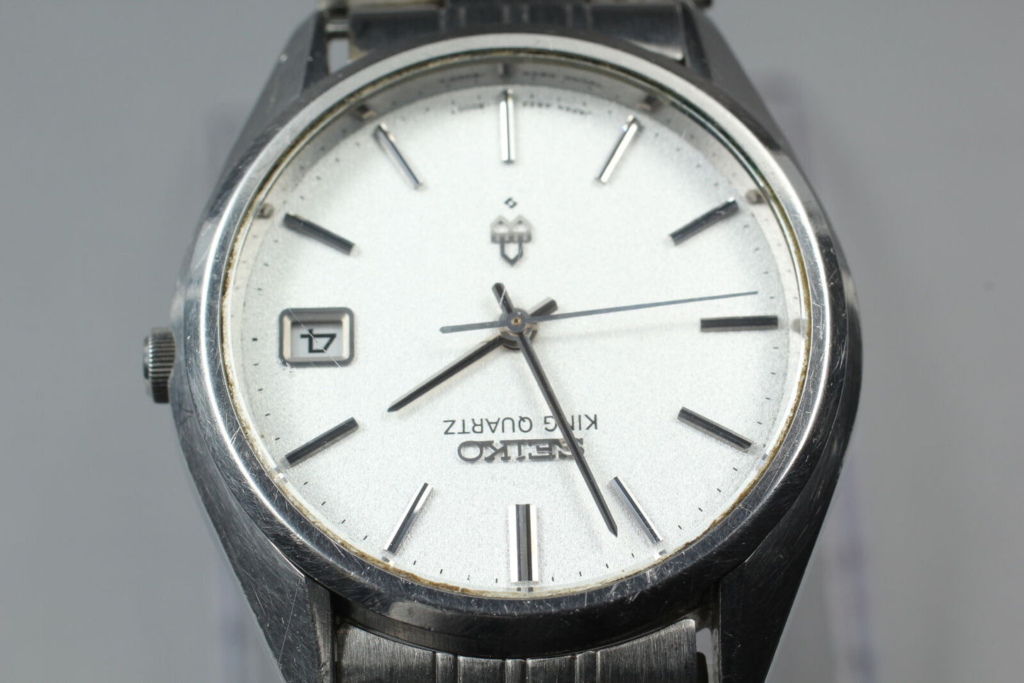 New Battery *Vintage* Seiko King Quartz 4822-8000 Silver Men's Qz Watch JAPAN