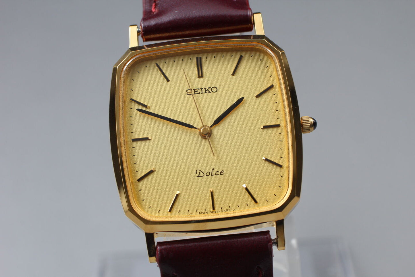 Vintage [MINT] Seiko Dolce 5E31-5A80 Gold SGP30 Square Quartz Mens Watch JAPAN