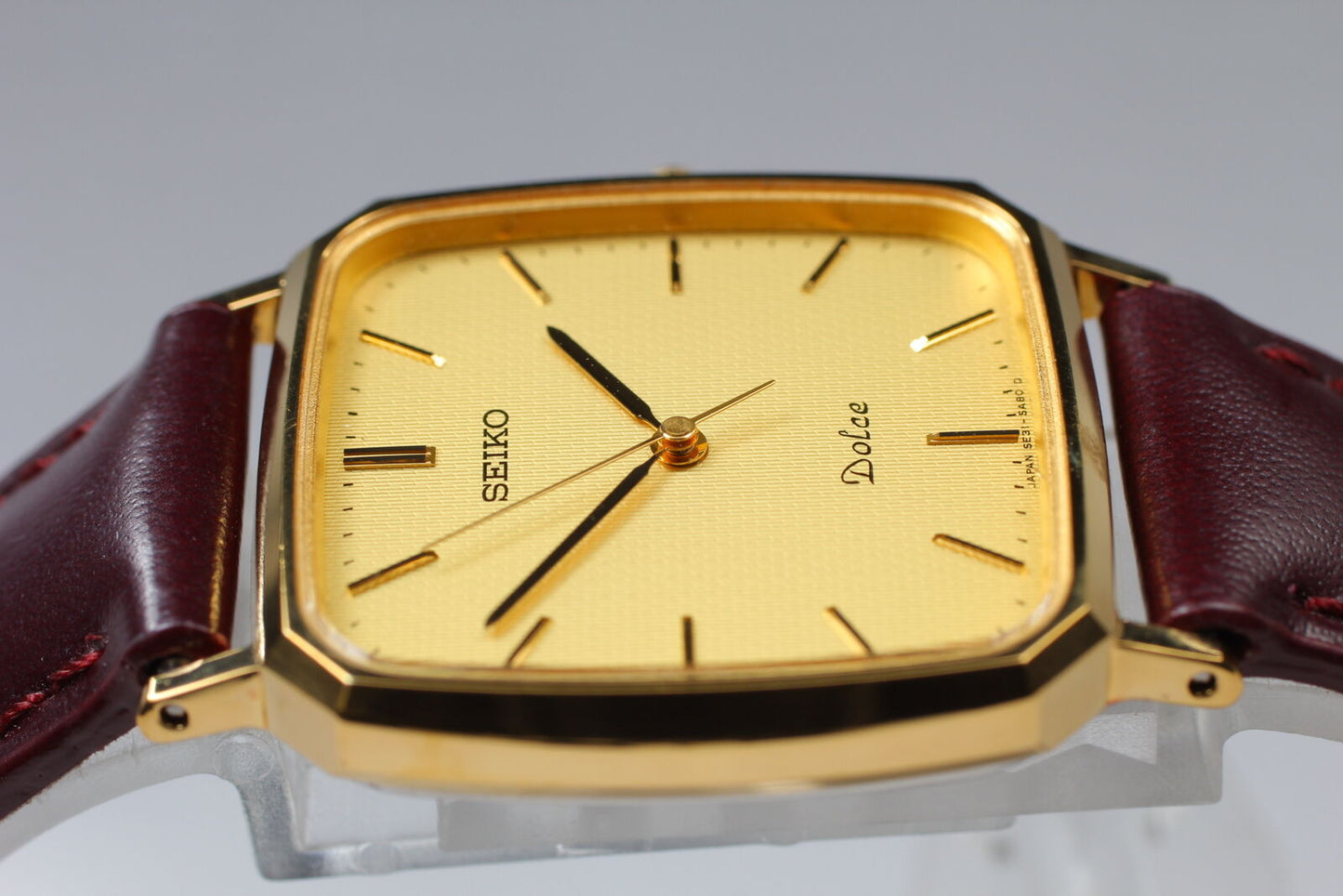 Vintage [MINT] Seiko Dolce 5E31-5A80 Gold SGP30 Square Quartz Mens Watch JAPAN