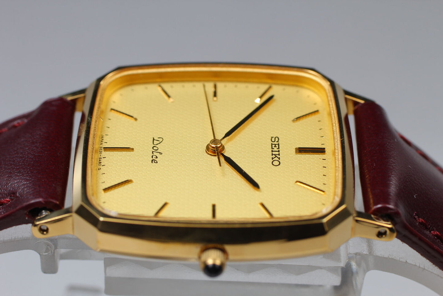 Vintage [MINT] Seiko Dolce 5E31-5A80 Gold SGP30 Square Quartz Mens Watch JAPAN