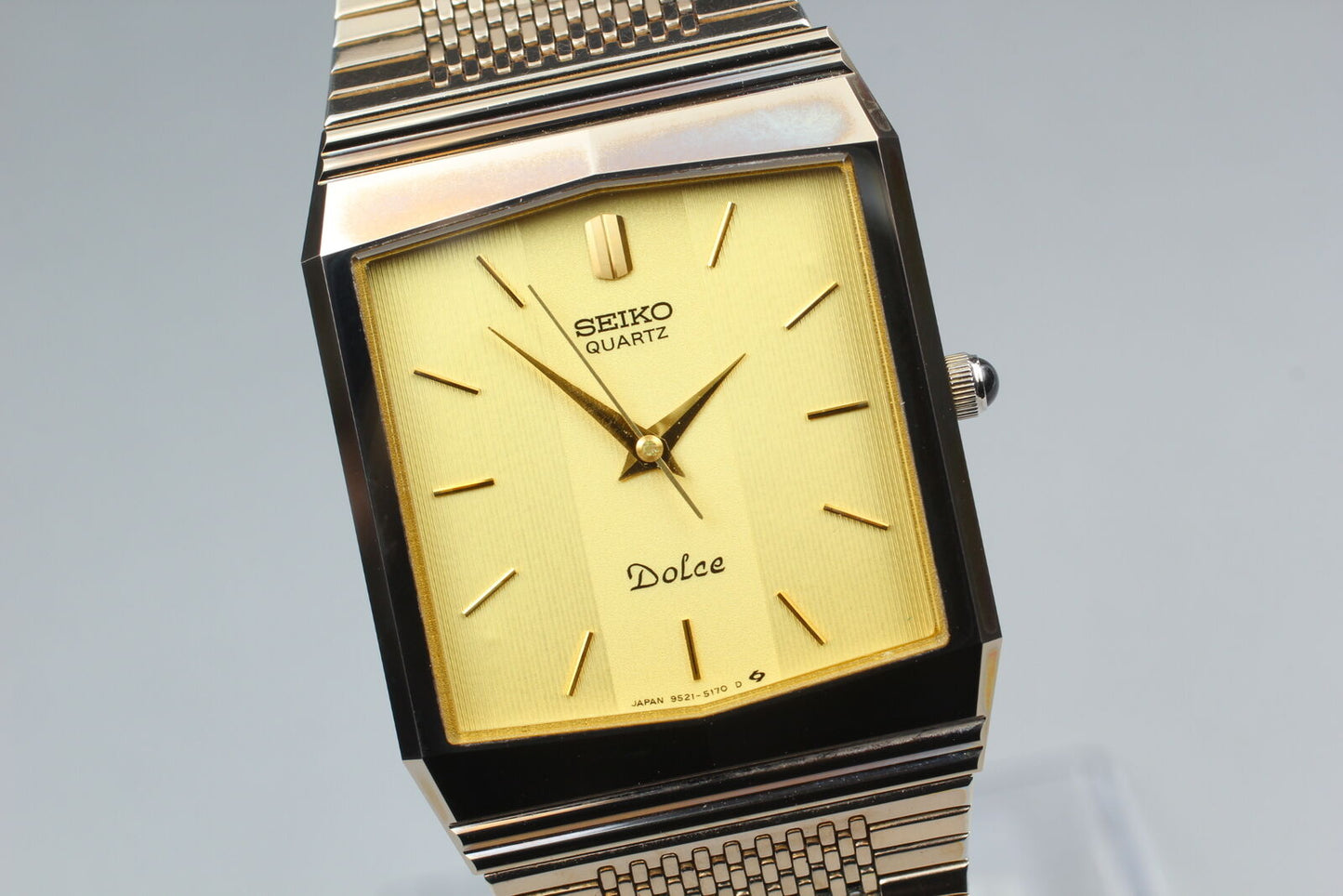 ⏯ New Batt [Exc+5] SEIKO Dolce 9521-5170 Gold Quartz Square Men's Watch JAPAN