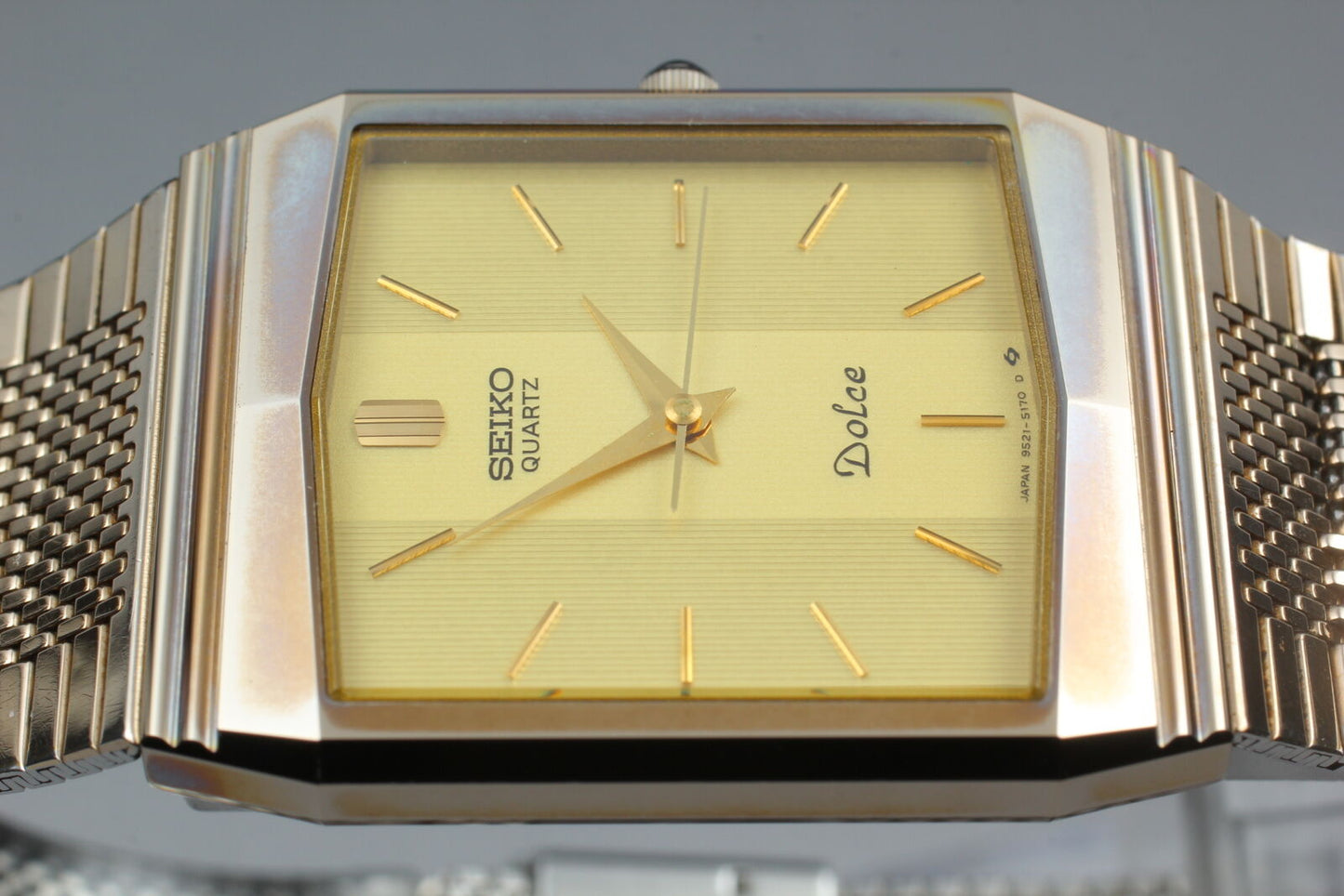 ⏯ New Batt [Exc+5] SEIKO Dolce 9521-5170 Gold Quartz Square Men's Watch JAPAN