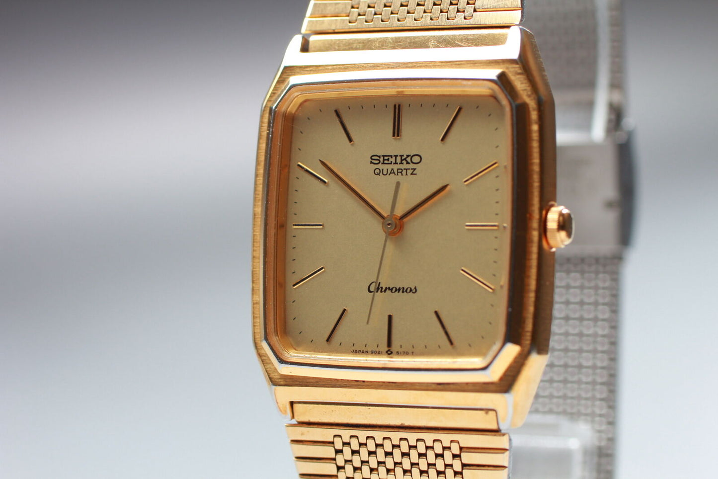 ⏯ Vintage [Exc+5] Seiko Chronos 9021-5130 Gold Quartz Men's Watch From JAPAN