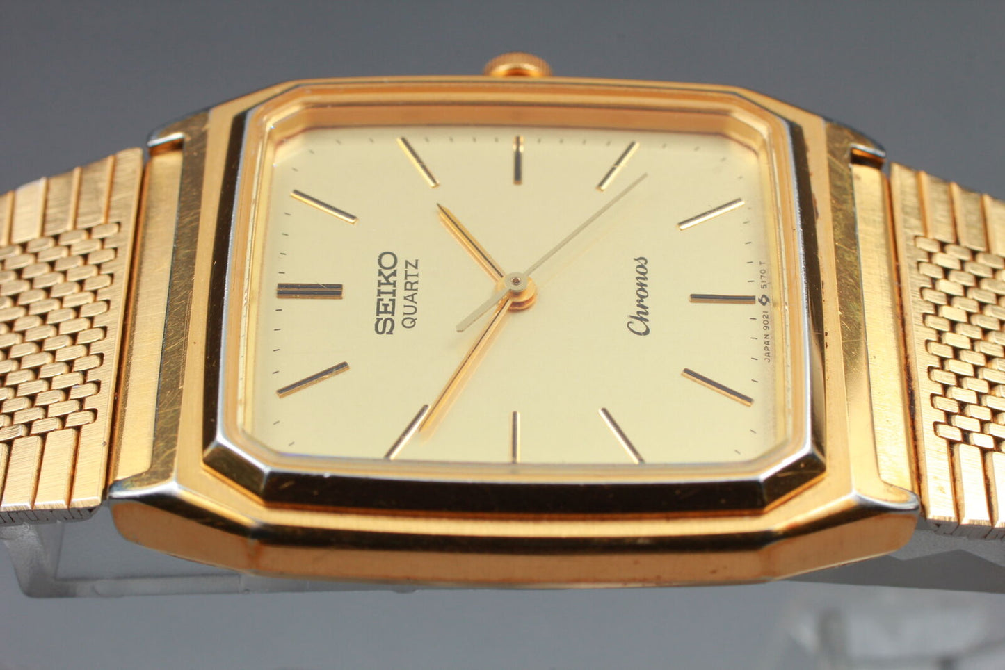 ⏯ Vintage [Exc+5] Seiko Chronos 9021-5130 Gold Quartz Men's Watch From JAPAN