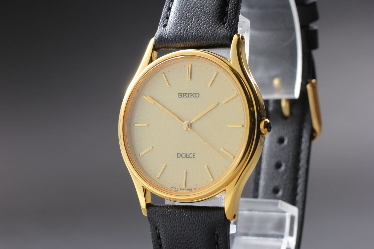 ⏯ Vintage [Near MINT] Seiko Dolce 8J41-6100 Gold Quartz Men's Watch From JAPAN