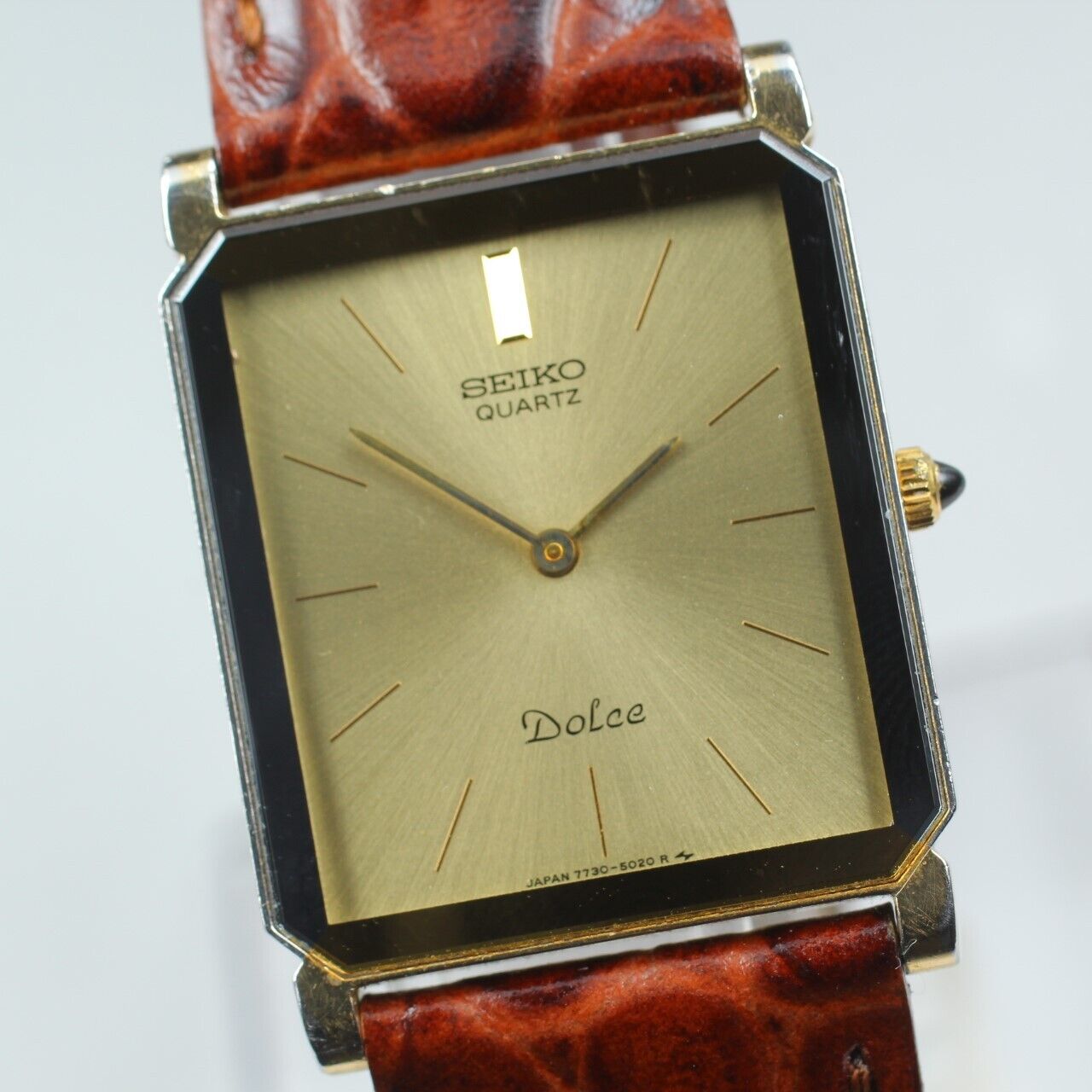 ⏯ 1985 [Near MINT] SEIKO Dolce 7730-5020 Quartz Gold Men's Watch From JAPAN