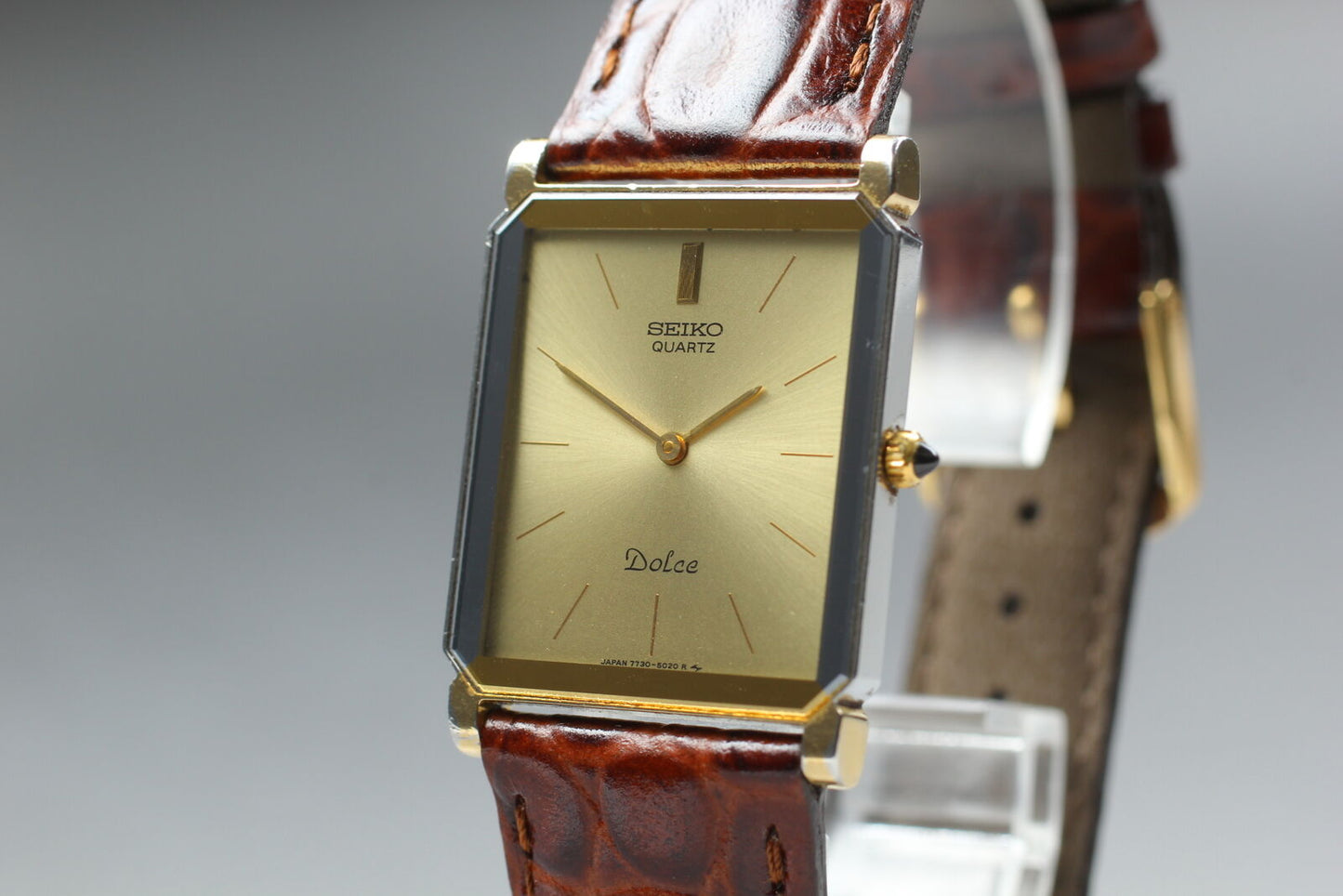 ⏯ 1985 [Near MINT] SEIKO Dolce 7730-5020 Quartz Gold Men's Watch From JAPAN