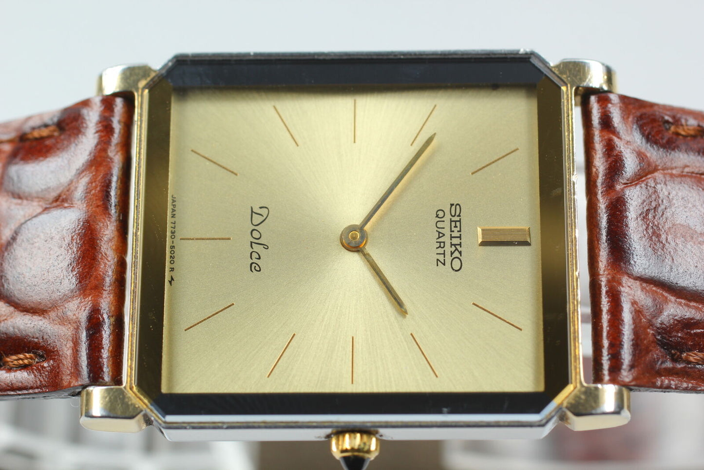 ⏯ 1985 [Near MINT] SEIKO Dolce 7730-5020 Quartz Gold Men's Watch From JAPAN