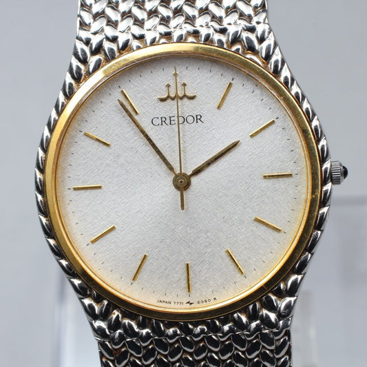 ⏯ [Near MINT] SEIKO Credor 7771-6050 Quartz Mens Watch (About 16.3cm band) JAPAN