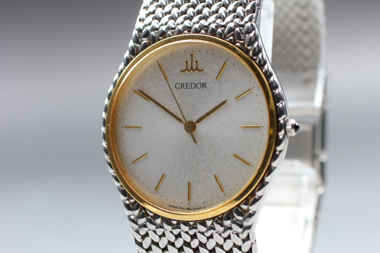 ⏯ [Near MINT] SEIKO Credor 7771-6050 Quartz Mens Watch (About 16.3cm band) JAPAN