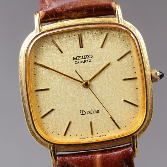 ⏯ Vintage [Near MINT] SEIKO Dolce 6030-5420 Quartz Gold Men's Watch From JAPAN