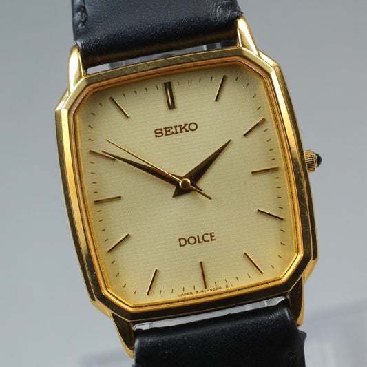 ⏯ Vintage [Near MINT] Seiko Dolce 8J41-5000 SGP30 Gold Quartz Men's Watch JAPAN