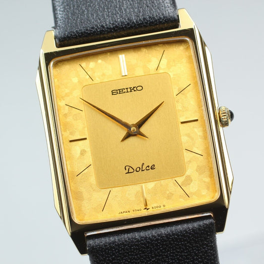 ⏯ [Near MINT w/ Case] SEIKO Dolce 7740-5000 Square Quartz Men's Watch From JAPAN