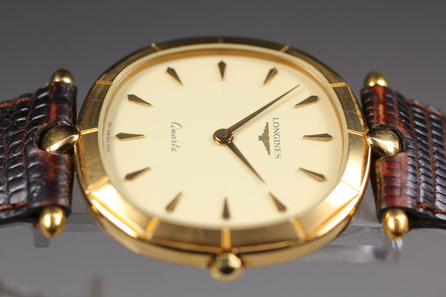 ⏯ [Near MINT]  Longines L150.2 6914 Gold Dial Dodecagon Quartz Men's Watch JAPAN