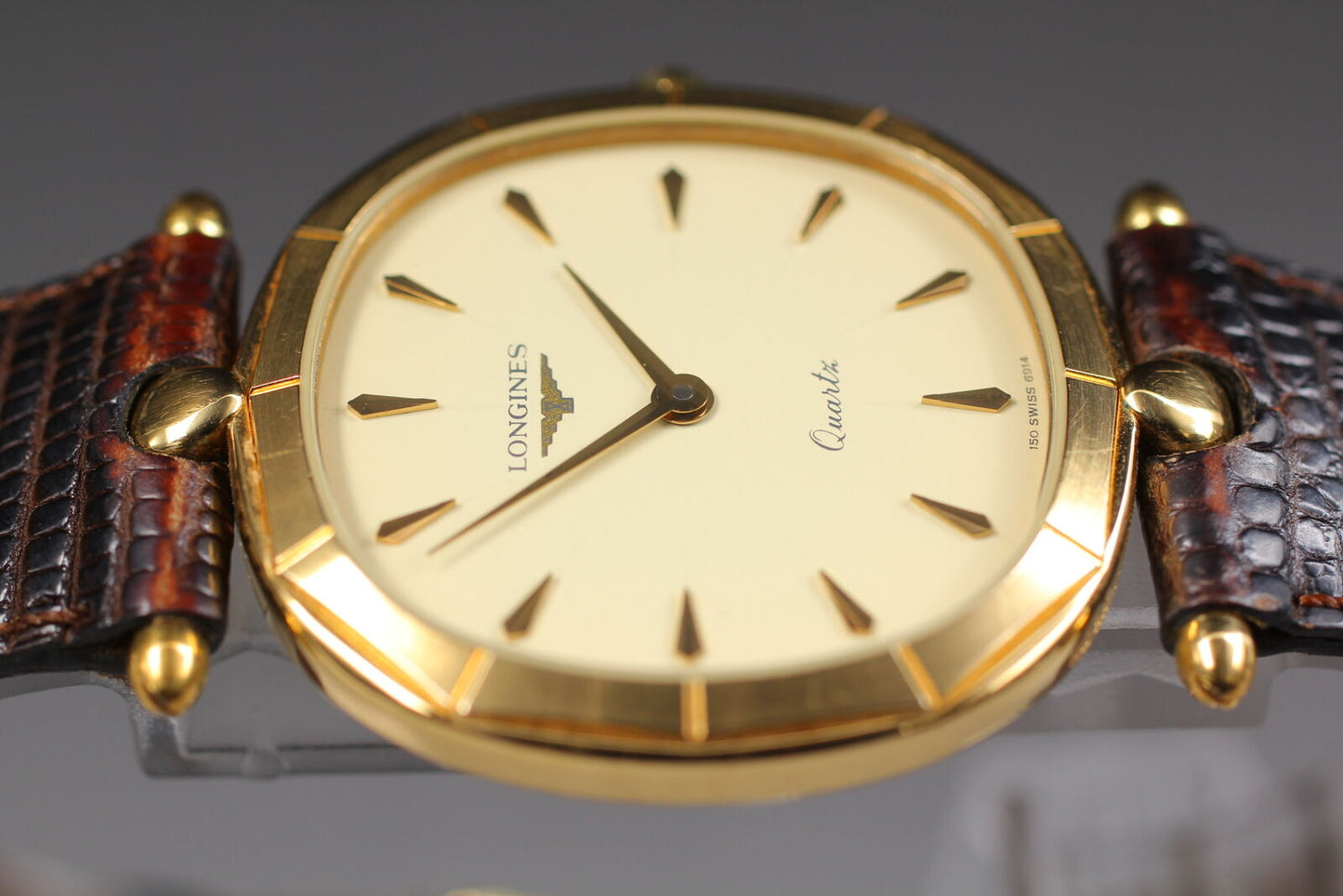 ⏯ [Near MINT]  Longines L150.2 6914 Gold Dial Dodecagon Quartz Men's Watch JAPAN