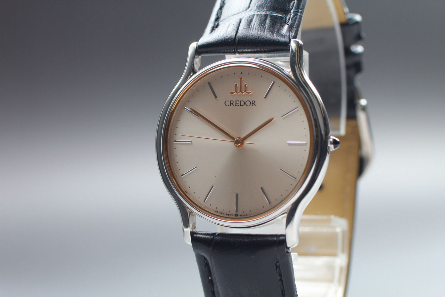 ⏯ [Near MINT] Vintage Seiko Credor 9571-6000 Silver Mens Quartz Watch From JAPAN