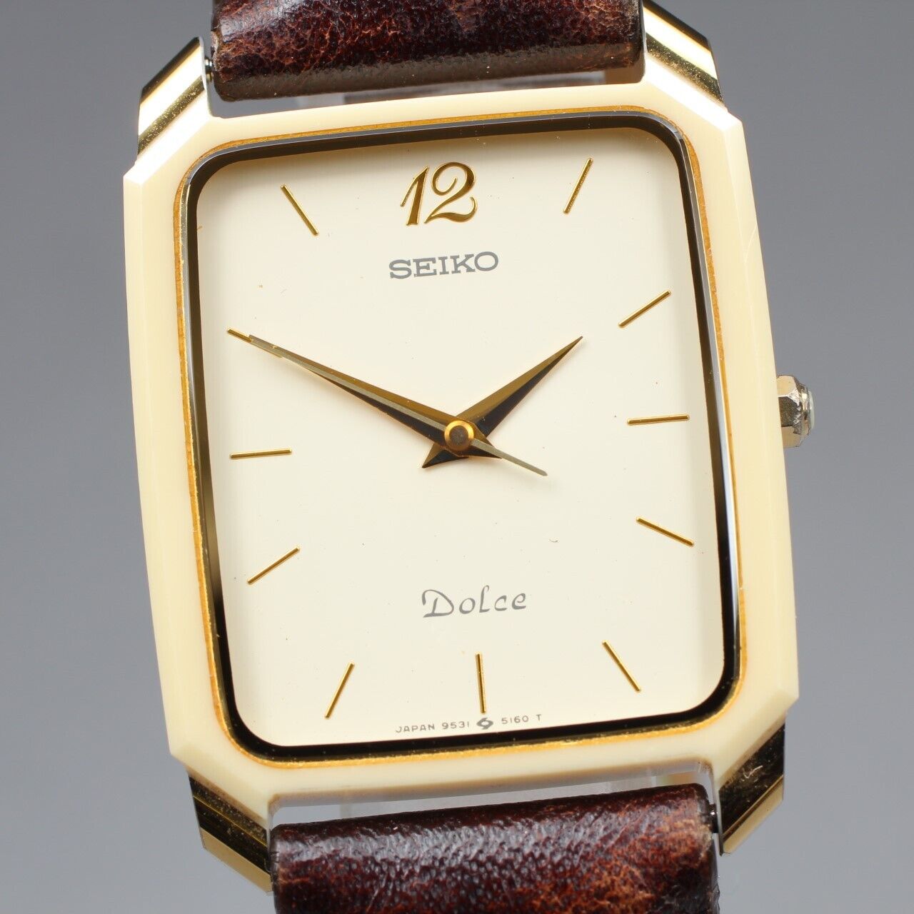 ⏯ 1986 [Near MINT] SEIKO Dolce 9531-513A WHITE CERAMIC Quartz Men's Watch JAPAN