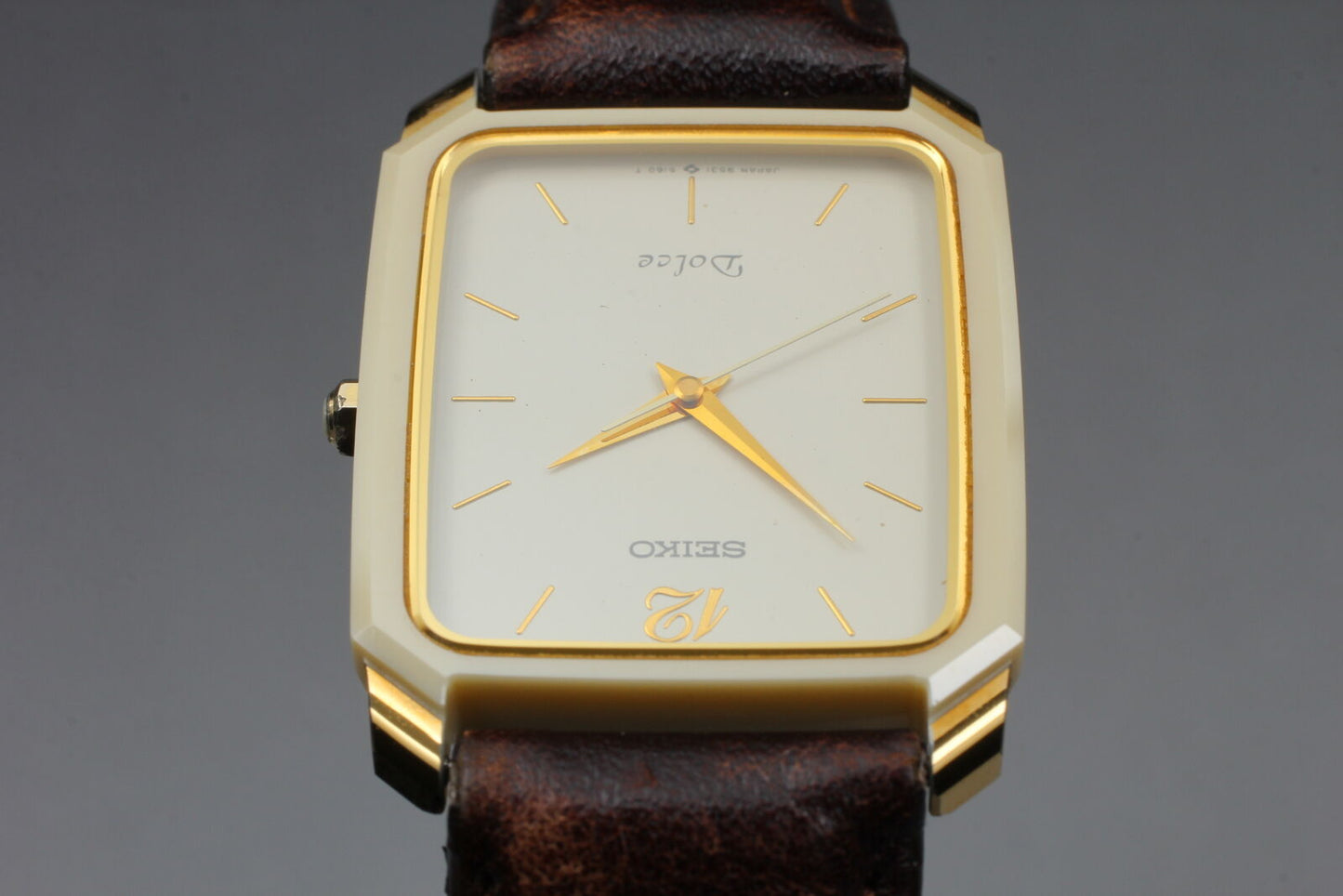 ⏯ 1986 [Near MINT] SEIKO Dolce 9531-513A WHITE CERAMIC Quartz Men's Watch JAPAN