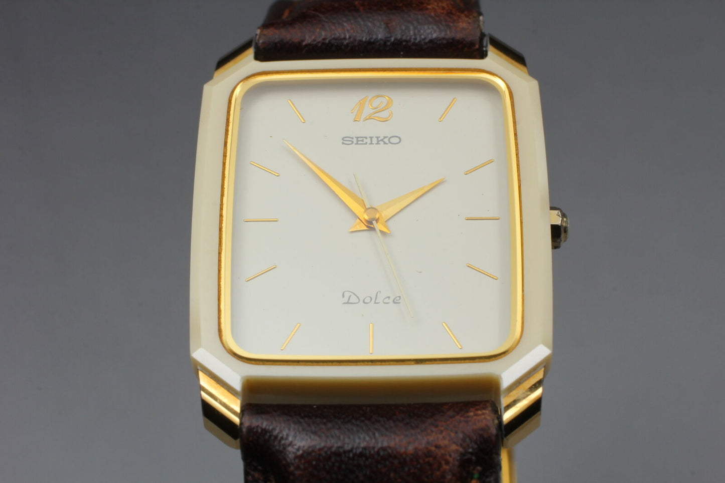 ⏯ 1986 [Near MINT] SEIKO Dolce 9531-513A WHITE CERAMIC Quartz Men's Watch JAPAN