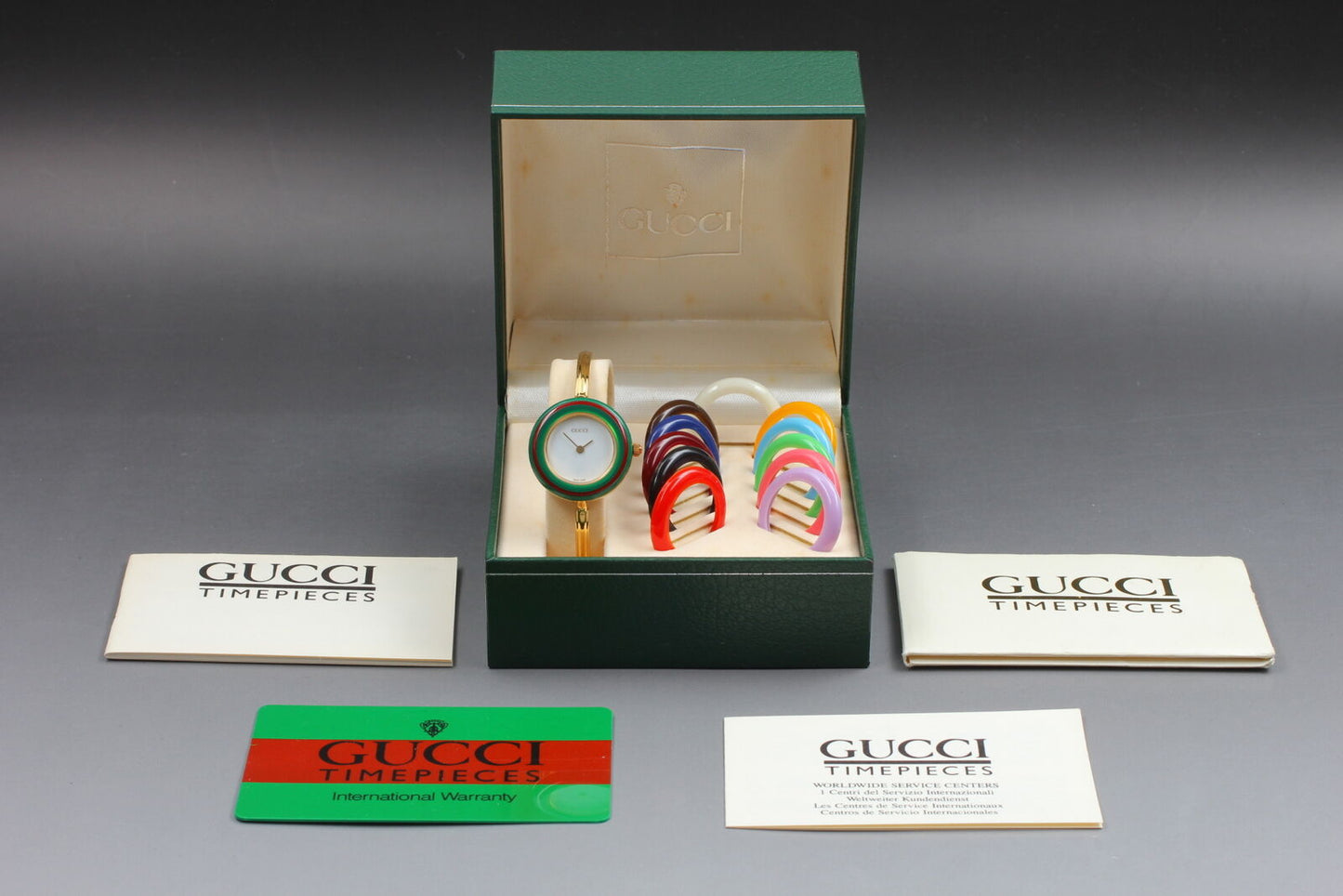 New Battery [MINT Boxed] GUCCI 11/12.2 Change Bezel 12CL Women's Qz Watch JAPAN