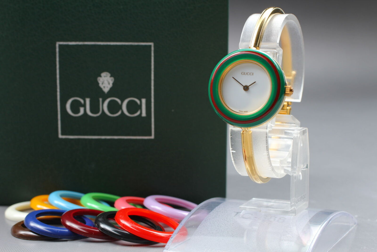 New Battery [MINT Boxed] GUCCI 11/12.2 Change Bezel 12CL Women's Qz Watch JAPAN