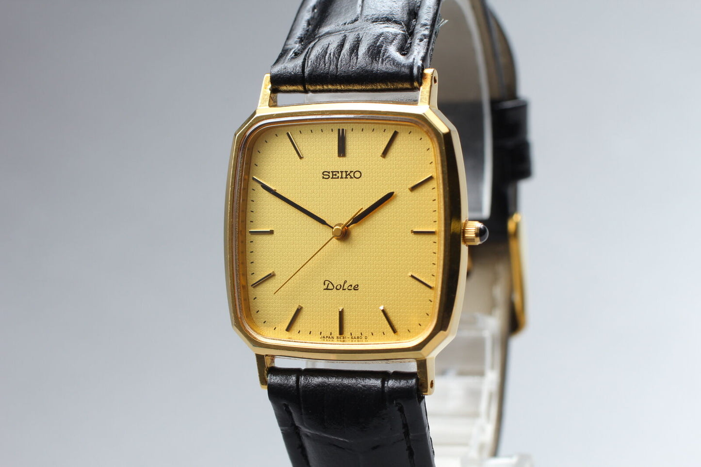 ⏯ [Near Mint] Seiko Dolce 5E31-5A80 Gold SGP30 Square Quartz Men's Watch JAPAN