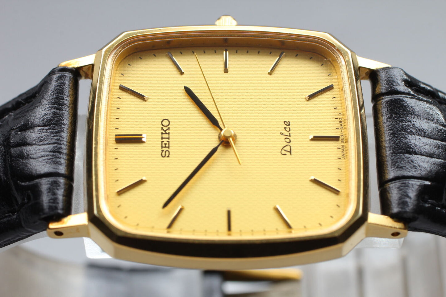 ⏯ [Near Mint] Seiko Dolce 5E31-5A80 Gold SGP30 Square Quartz Men's Watch JAPAN